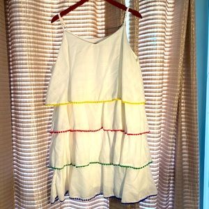 Andrée by Unit size 1X white tiered dress with colorful tassels